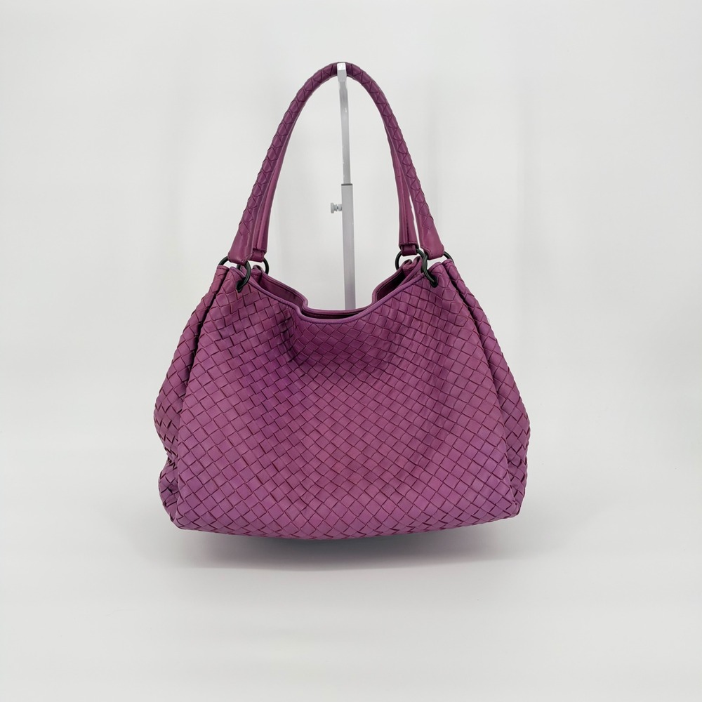 Bottega Veneta Intrecciato Hobo Shoulder Bag Purple Woven Leather Slouchy